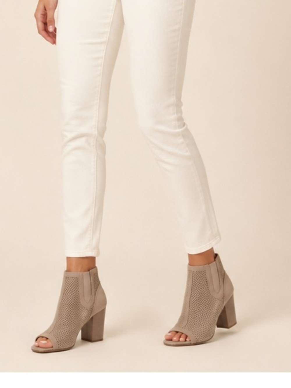Open Toe Laser-Cut Chunky Heel Boot. NWT. Size 8.5